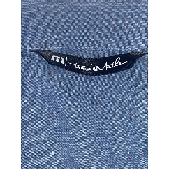 Travis Mathew Button down Shirt Short Sleeve Size XXL American Flag Blue - Picture 5 of 9